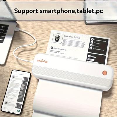 "TEMU Peripage A4 Wireless Portable Thermal Printer With 1 Roll Of Thermal Paper Inkless Printer Supports 8.5" X 11" Us Letter And Legal Paper, A4 Thermal Paper, Compatible With Ios, Phones, Laptops" Image