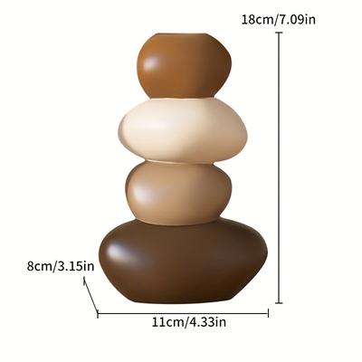 TEMU 1pc Resin Fortune Stone Vase, Cannot And Is Only Suitable For Displaying Artificial Flowers. Suitable For Room Types, Christmas, Thanksgiving, New Year, And Holiday Decorations, No Power Required Image