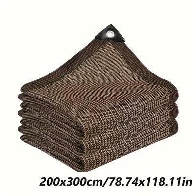 TEMU 90% Sun Blocking Coffee-colored Shade Cloth Screen With Grommets - Pe Material, Ideal For Garden & Patio Pergolas, Provides Uv Protection, Sun Protection Image