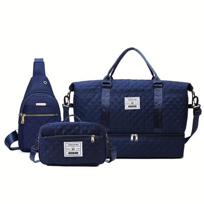 TEMU Multifunctional Large Capacity Travel Bag Set, New Simple Fitness Bag, Vacation Clothes Toiletries Storage Bag Image