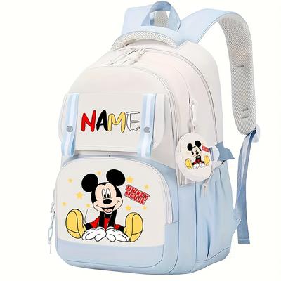 TEMU Customizable Mouse Fashion Backpack - Large Capacity, Adjustable Straps, Nylon, Cartoon-themed Design With Utility Pocket, Ideal For Travel And School, Backpack For School Image