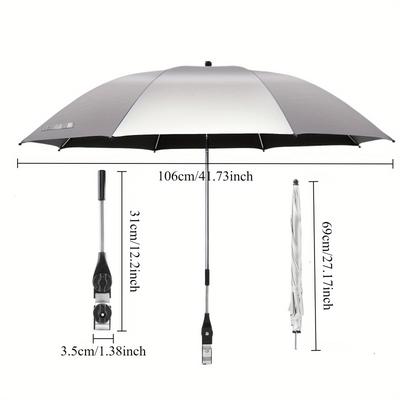 TEMU 360° Rotatable Outdoor Sunshade Umbrella With Clips - Adjustable, Heat-insulating Umbrella For Camping, Beach Chairs, Golf Carts, Wheelchairs, And Patio Seating - Blue, Umbrella Accessories Image