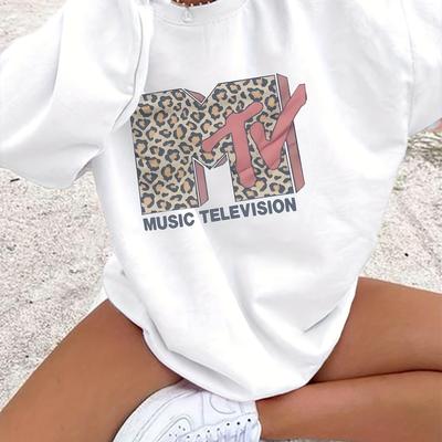 TEMU Leopard Letter Print Sweatshirt, Crew Neck Casual Sweatshirt For Winter & Fall, Women's Clothing Image