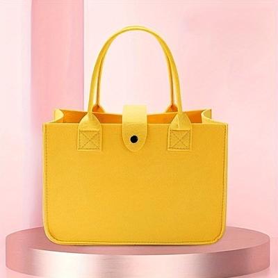 TEMU Fashionable Minimalist Women's Felt Tote Bag: Large Capacity, , Stylish, Leak Proof Rectangle Reusable Grocery Bag With Image