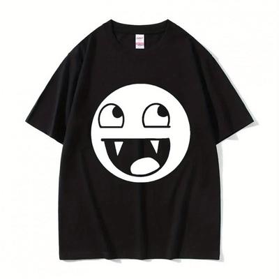 TEMU Oversized Cotton T-shirt With Kun Meme Print - 180gsm Soft Round Neck Tee For , Black Casual Graphic Shirt, Machine Washable , Unisex Clothing | Design | Medium Elasticity Image
