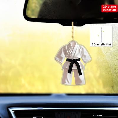 TEMU 2d Flat, 1pc 2d Flat, Multi-functional Taekwondo Set Acrylic Pendant - Car Rearview Mirror, Home And Kitchen Decoration, Bag And Keychain - Durable, Stylish Holiday Gift, Taekwondo Gift Image