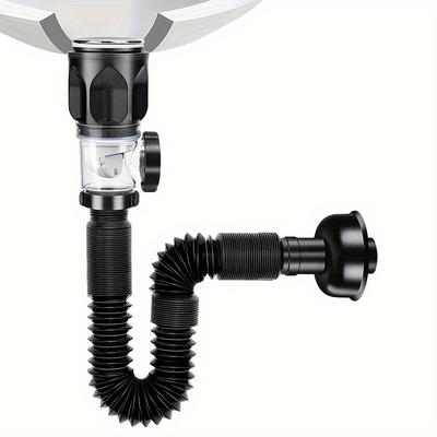 TEMU Drain Set, Sink Drain Kit - Extendable Deodorizing Drain, Adjustable Length, Plastic Material, No Electricity Required Mode - , Space Saving, Essential For Kitchen And Bathroom Image