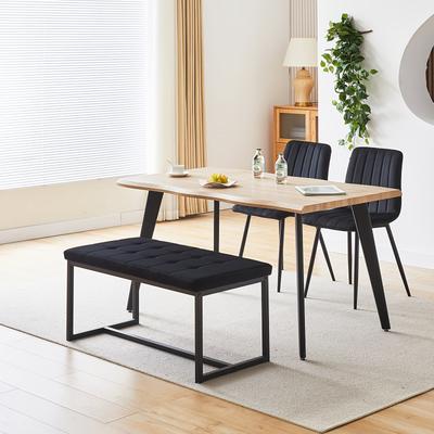 TEMU Clipop 1pc Dining Room Bench Seat Velvet Padded Cushioned Hallway Benches With Metal Frame Lounge Long Dinner Stool For Kitchen Bedroom Living Room Hallway Image