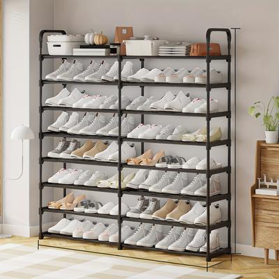 TEMU 1pc 8- Tier Double Row Shoe Organizer Rack - Space- Saving Storage, Reinforced Handles, Easy , No Power Needed, For Room Types Image