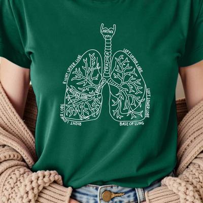 TEMU Women's Summer Casual Short-sleeve T-shirt With A Lung Anatomy Design. Image