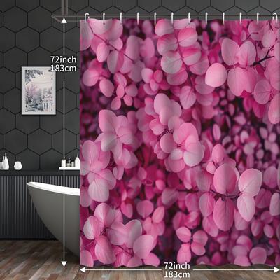"TEMU 1pc Leaves Pattern Polyester Shower Curtain, Water-resistant, Machine Washable, Unlined, Grommet Top, 72" X 72" With 12 Hooks For Bathroom, Plant-themed Wall Hanging Decor" Image