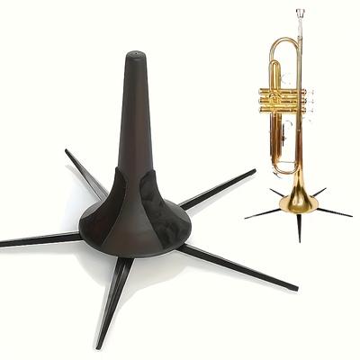 TEMU Folding Trumpet Stand, Universal Vertical Instrument Holder, Portable Display Stand With Non-slip Base, Plastic Material In Black