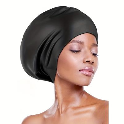 TEMU 1 Long Hair Swimming Cap, Extra Large Swim Cap, Durable Waterproof Silicone Swim Hat Suitable For Women Men Braided Afro Hair Extensions - Long Hair Swim Cap Image