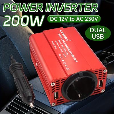 TEMU Lvyuan Pure Sine Inverter 2000 Watt/4000w () 12v To 220v Ac Converter, 2 Ac Outlets Car Inverter With Lcd Display For Truck Camping, Without Battery Image
