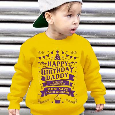 TEMU Happy Birthday Daddy Boy's Casual Round Neck Sweatshirt Autumn Winter - Long Sleeve Knitted Top Image