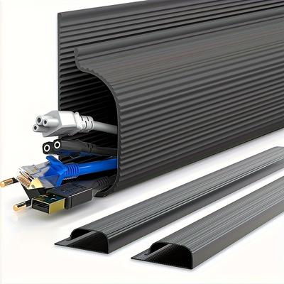 TEMU 1pc Flexible Pvc Cable , Plastic Wire For Cable Organization, Desktop Cable Tray With Storage Slot, For Home Office & Image
