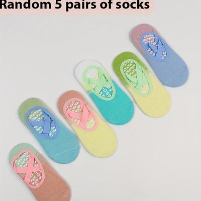 TEMU 5 Pairs Women's Yoga Socks - Silicone Non-slip, Gradient Color, Invisible Socks For Dance, Pilates & Exercise - Socks|gradient Color Socks|silicone Socks Image