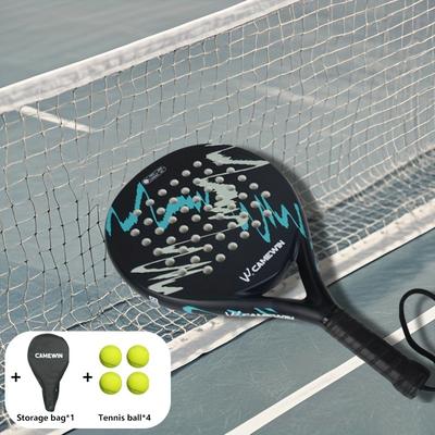 TEMU Padel Racket, Carbon Fiber Surface With Eva Foam Core, Lightweight Padel Racquet With 4 Tennis Balls And Storage Bag Image