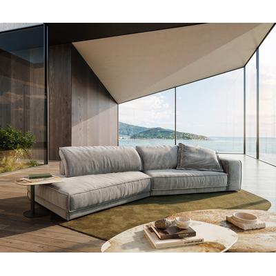 DELIFE Big-Sofa Snoosh 400x150 cm Strukturstoff Soft Grau Recamiere links, Big Sofas Image