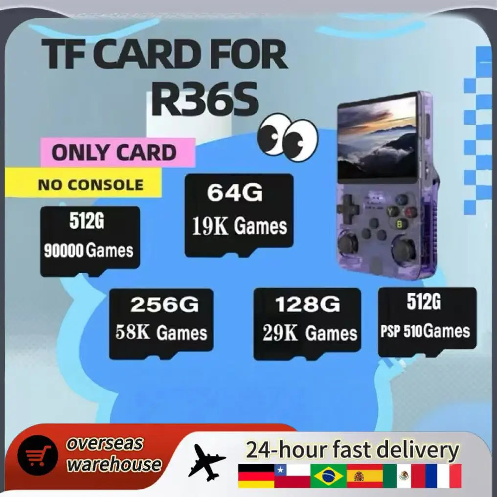 Memory Card For R36S Retro Handheld Video Game Console Memory Card Linux System Pre-install Retro Game Video Player TF Card R36S