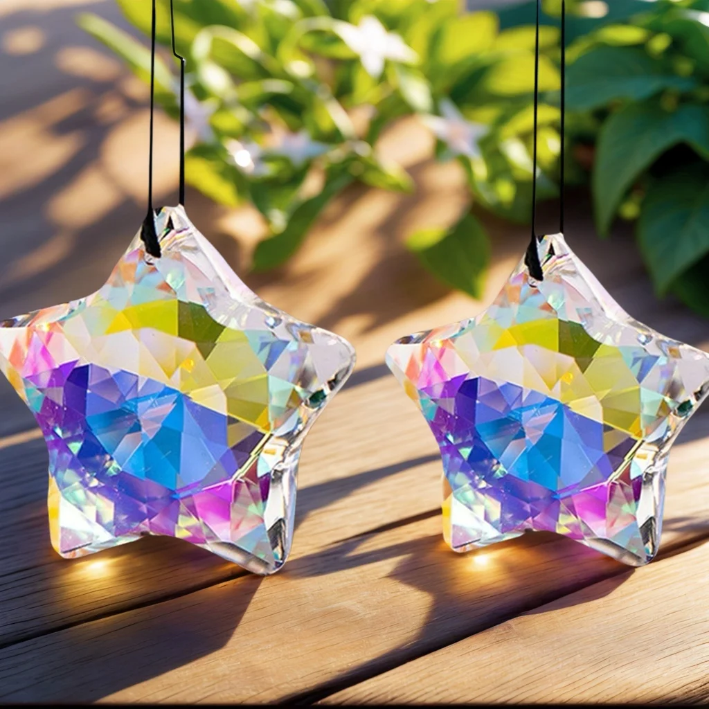 2pcs sun catcher window prism pendant, Crystal rainbow manufacturing garden hanging ornament, home, garden art,Mother's Day, Fa