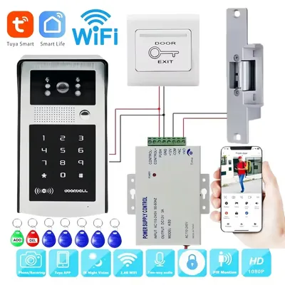 Tuya Smart Wifi Video Doorbell Intercom System 1080P Wireless video door phone Outdoor WIFI Camera RFID Card for Home Apartment
