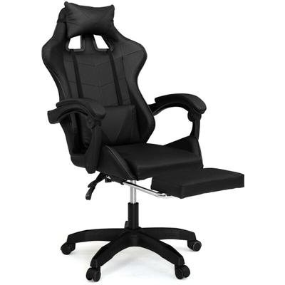 Verstellbarer alex Gaming-Stuhl mit Fußstütze, Kopf- und Lendenkissen schwarz Image