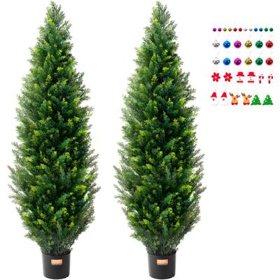 Vevor - Künstlicher Formschnittbaum aus Zeder,152,4 cm hoch (2 Stück),mit zusätzlichen Blättern und Image