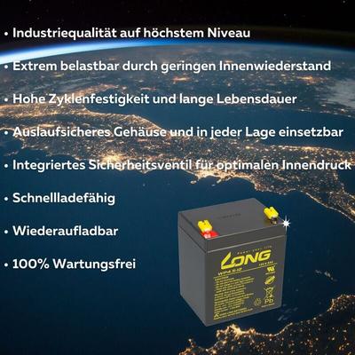 Kunglong - Bleiakku 12V 4,5Ah kompatibel Medizinkühlschrank agm VdS Image