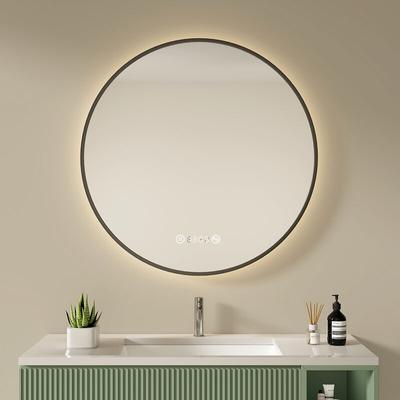 S'afielina - Badspiegel mit led Beleuchtung Wandspiegel Energie Sparen Schwarz Metallrahmener Image