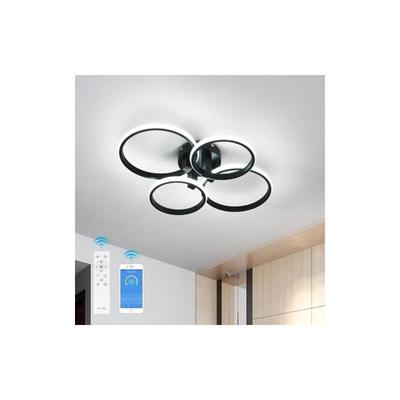 Goeco - led Deckenleuchte, rundes Design, 4-flammig, schwarz, 57,5x46x11,5 cm, weißes Licht mit Image