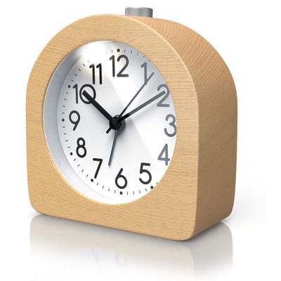 Bearware - Wecker analog ohne Ticken - halbrund - Holz hell - Retro Design - beleuchtetes Image