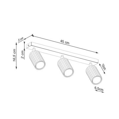 SOLLUX LIGHTING Deckenstrahler Karbon, weiß, Länge 45 cm, Aluminium, 3-flg. Image