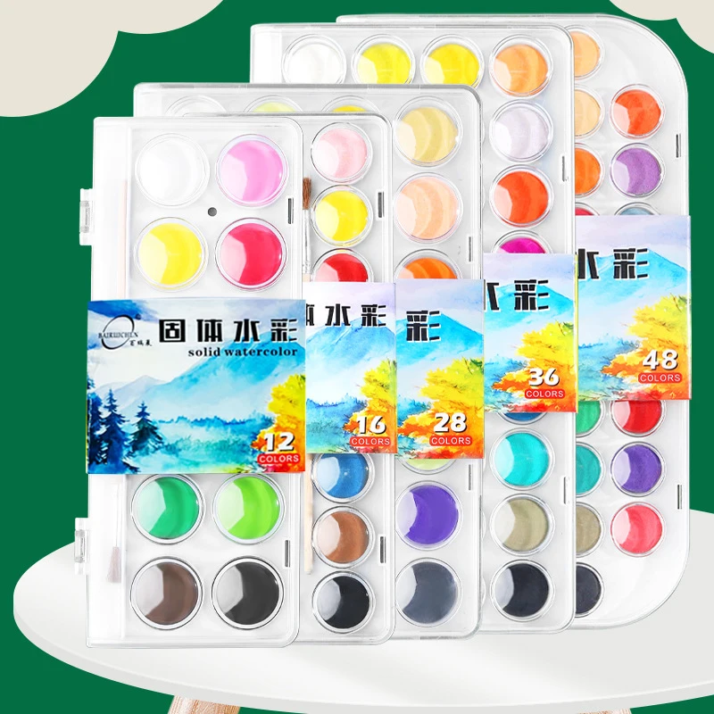 Aquarellfarben-Set, lebendige Farben in einer tragbaren Box, perfektes Reise-Aquarell-Set für Künstler, Amateur, Bastler und Malerei Image