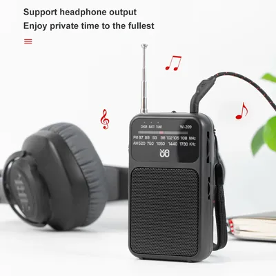 Tragbares AM-FM-Taschenradio im Taschenformat, batteriebetriebenes Zeigerradio, integrierter Lautsprecher mit 3,5-mm-Kopfhöreranschluss, Stereo-Radio-Player
