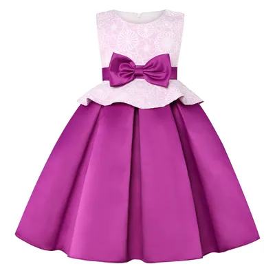 2023 Mädchen Prinzessin Kleid niedlichen Bogen Satin Baby Mädchen einteiliges Kleid Blumen Kinder Image