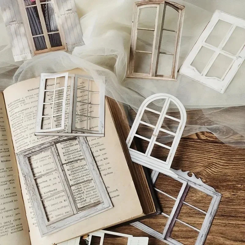 10 Stück Laser Hollow Türen Fenster Aufkleber Junk Journal Planer Scrapbooking Vintage Dekorative DIY Handwerk Material liefert Image