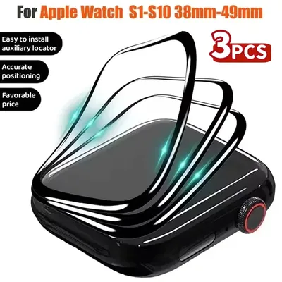 3PCS Schutzfolie für Apple Watch 44mm 45mm 40mm 41mm 49mm 38mm gebogene Displayschutzfolien iwatch Image