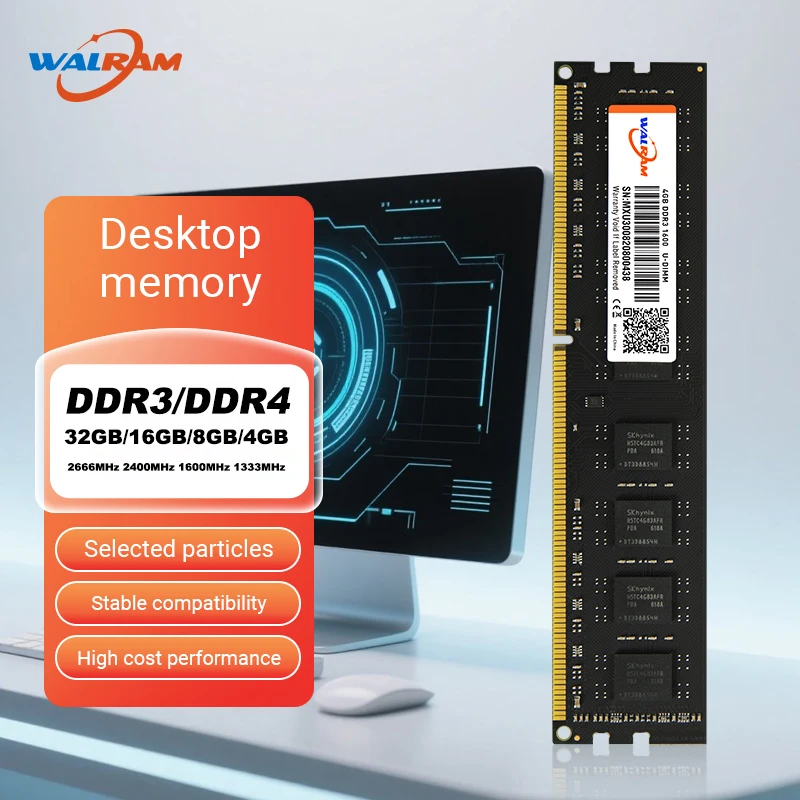 Walram DDR4 2666 MHz Memoria Ram DDR3 8 GB 1600 MHz Ram DDR4 16 GB 32 GB 4 GB 2400 MHz 1333 MHz Udimm interner Speicher für PC-Desktop Image