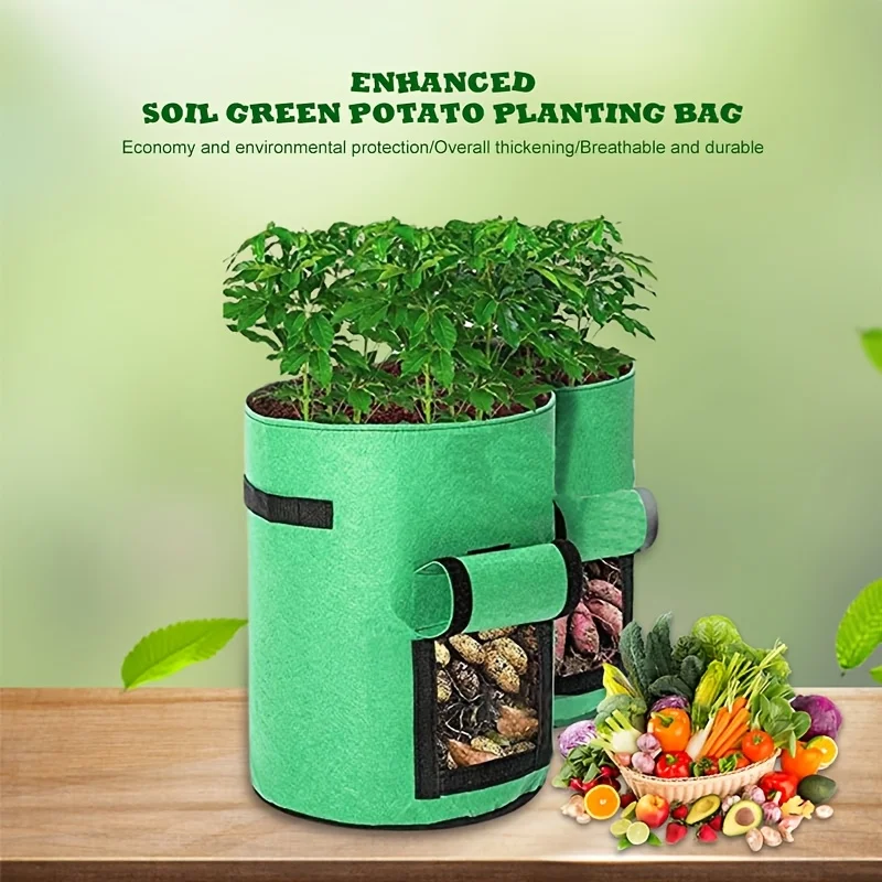5/10 Gallonen Kartoffel-Wachstumsbeutel aus Filz, verdicktes Gemüse, Pflanzgefäß, Eimer, Garten-Pflanzgefäß, Wanne mit Handschlaufe für Tomaten, Zwiebeln Image
