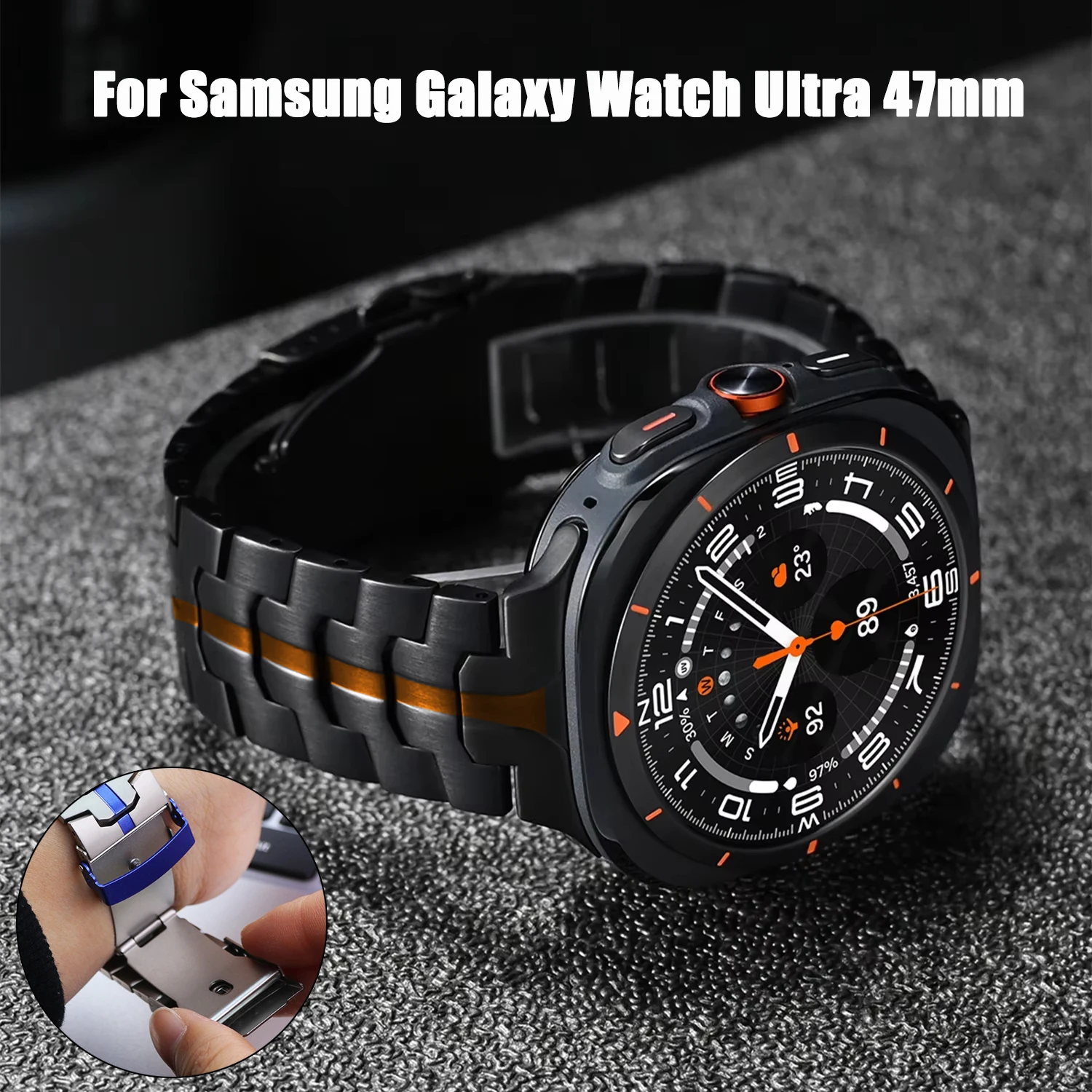 Stainless Steel Strap For Samsung Galaxy Watch Ultra 47mm No Gaps Metal Folding Buckle For Galaxy Watch 7 Ultra 47mm Band Corrae Image