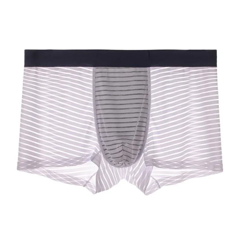 3PC Mesh antibakterielle Modalunterwäsche, nahtlose Herrenhose aus Eisseide mit vier Ecken, dünne, nahtlose, atmungsaktive, flache Ecke für den Sommer Image