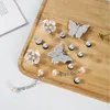14 Stück Silber Schmetterling Schuh Charm Sets Metallkette Perle Blume Clog Sandale Dekoration Mode