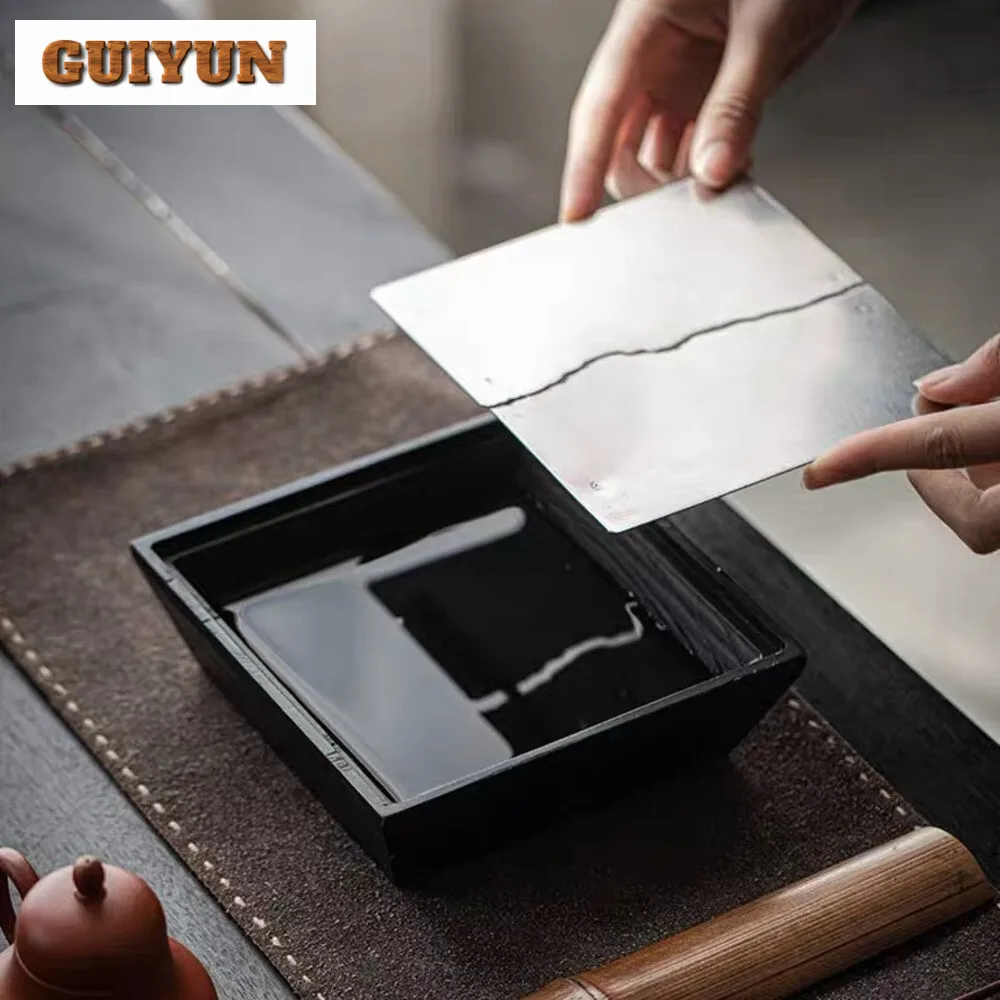 400ml Retro weiße Esche Holz Teekanne Halter schwarz Holz Holzkohle quadratischen Wassersp eicher Topf Lager Basis trocken gebrühten Tisch Tee tablett