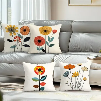 Mittelalterlicher Plan Blumen Kissen Kissenbezug Bedrucktes Polyester 45x45cm Dekokissenbezug Image