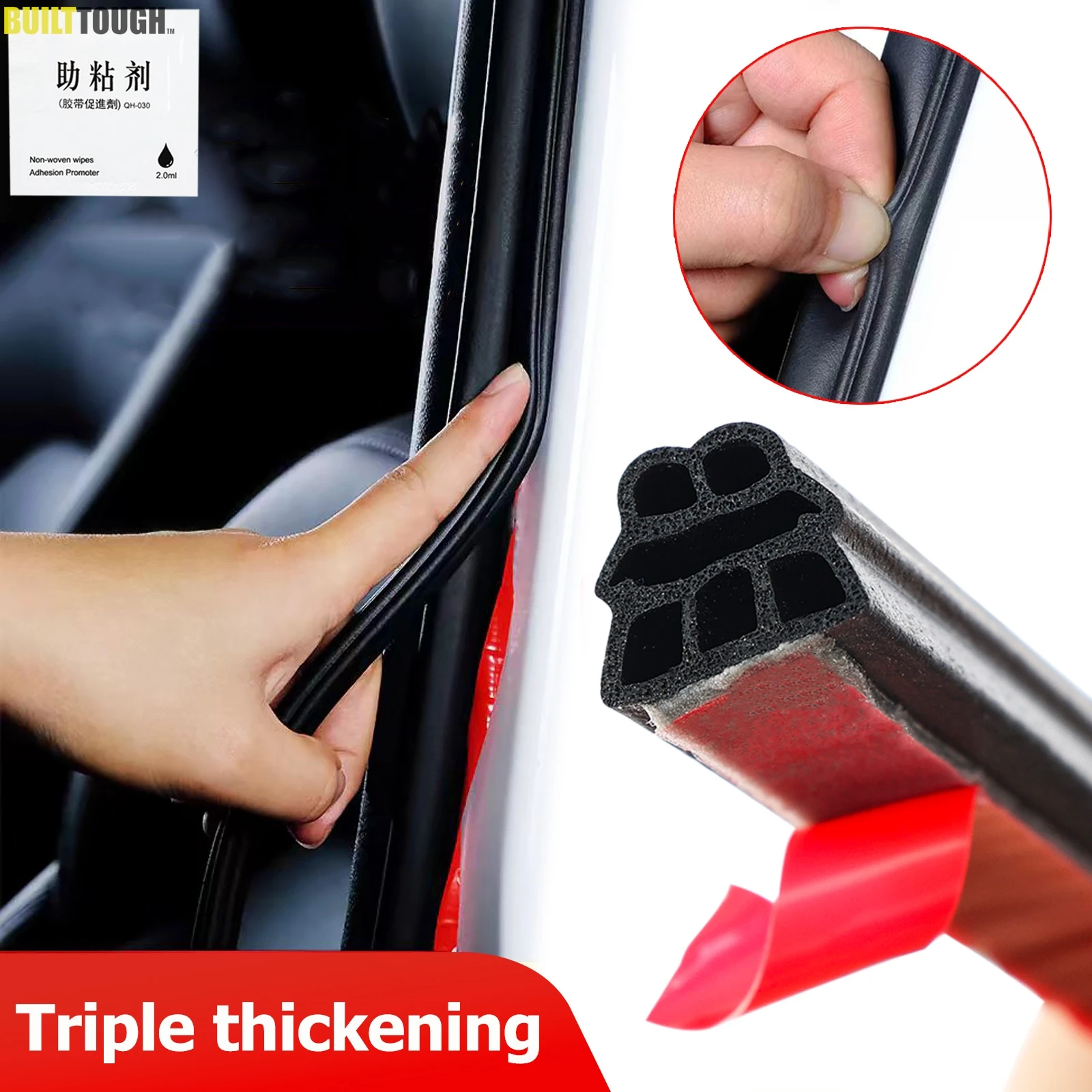 3-lagige Dichtungsstreifen Autotür Dichtungsstreifen Schalldämmung Dichtungsstreifen Zubehör Auto 5M Gummistreifen Kofferraumhaube Dichtungsstreifen Image