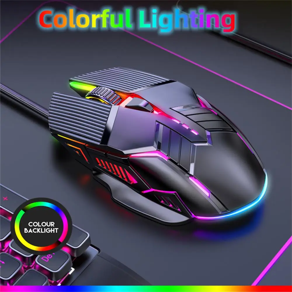 Wired USB Gaming Maus LED Bunte Leucht Taste Wired Maus 1200/1600/2400/3200 DPI Für Desktop PC computer Laptop Mäuse Image