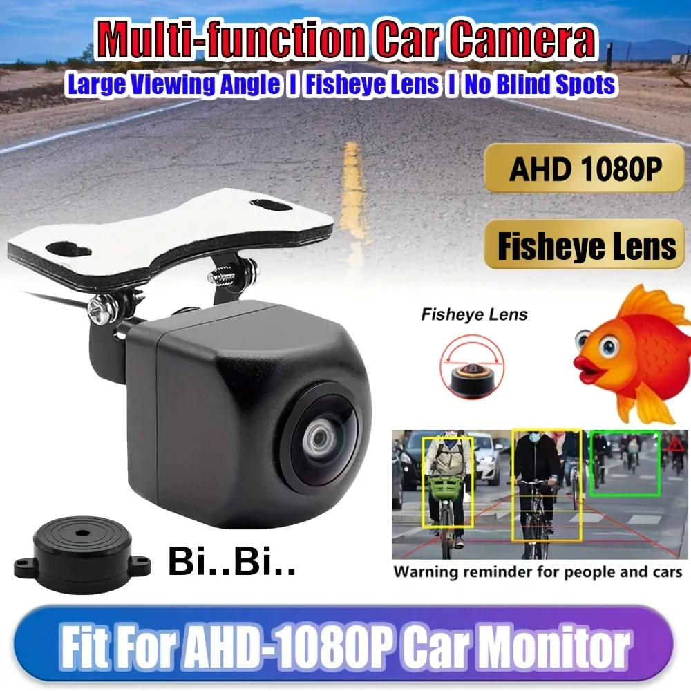 Intelligente KI-Autokamera mit ADAS/BSD-Warnungen, 170 ° Fischaugenobjektiv, AHD-1080P und Summeralarm – Multi-View vorne/hinten/links/rechts für Passform Image