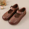 Neue natürliche leder sandalen frauen aushöhlen flache schuhe frau luxus mary jane sandale