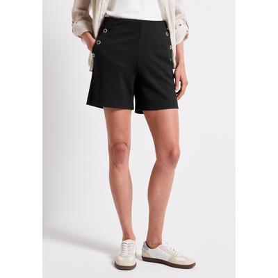 Shorts STREET ONE, Damen, Gr. 44, schwarz, Stoff, 70% Viskose, 26% Polyester, 4% Elasthan, unifarben, casual, comfort fit kurz, Hosen, High Waist Image